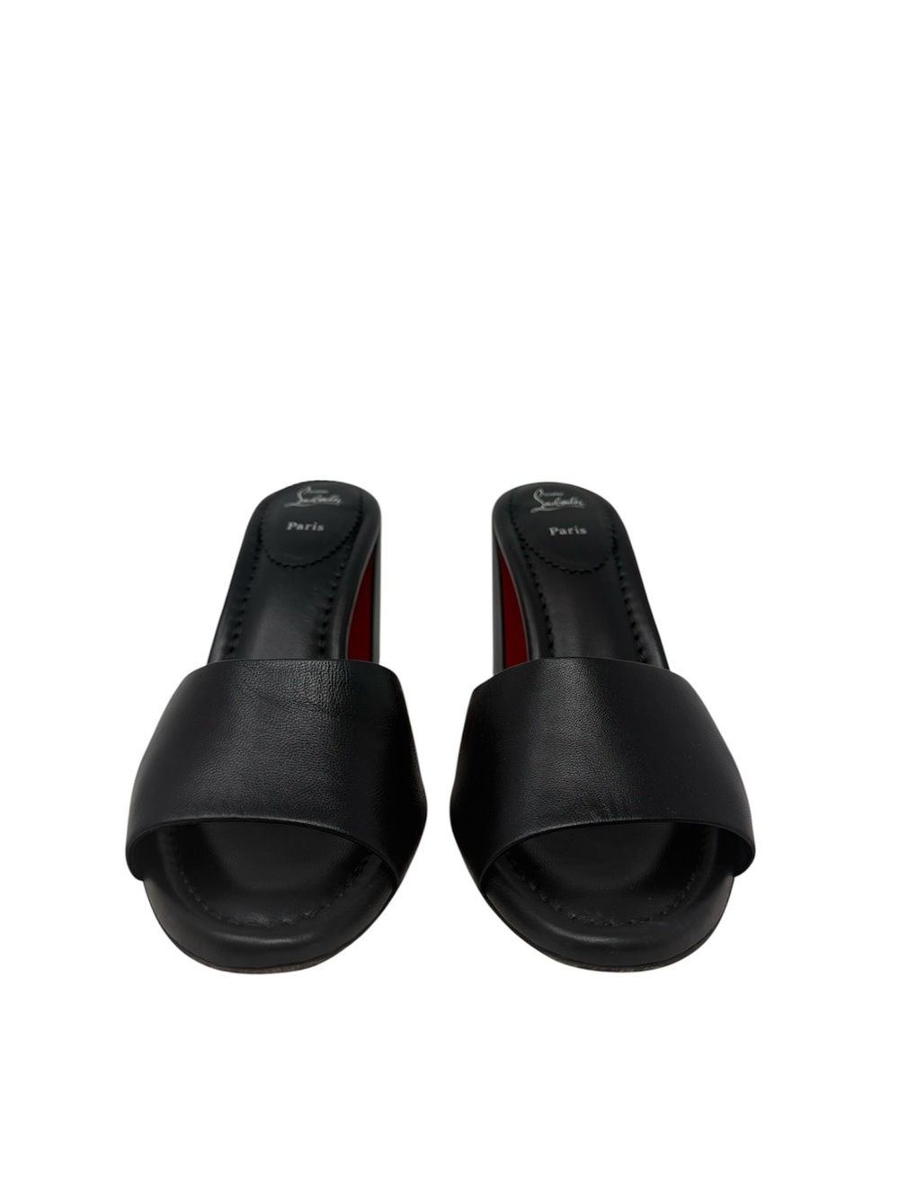 Christian Louboutin Jane 85M Black Leather Mules Sandals Size 40.5 - Picture 5 of 9